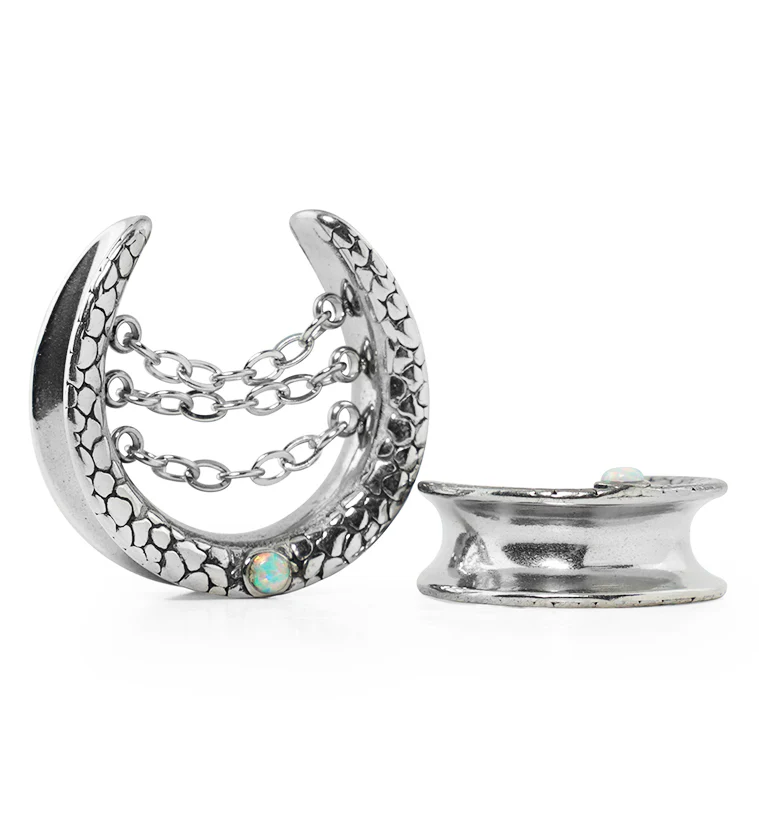 Opalite Osteo Stainless Steel Saddles With Dangle Chain - Mrs Treak