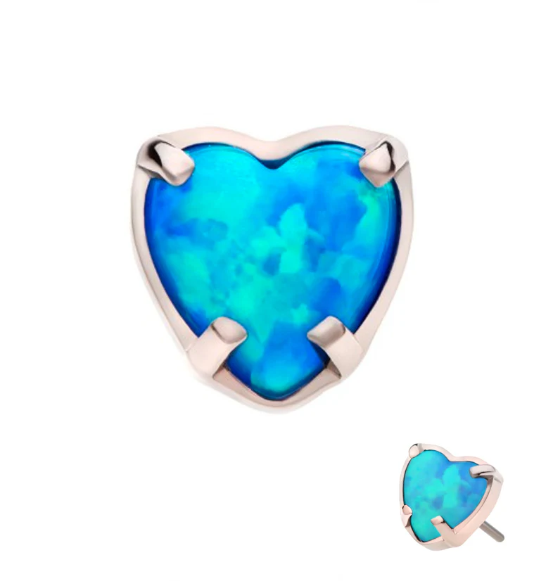 Heart Blue Opalite Threadless Titanium Top - Mrs Treak