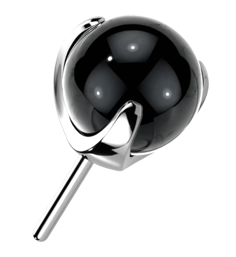 Black Glass Claw Titanium Threadless Top - Mrs Treak