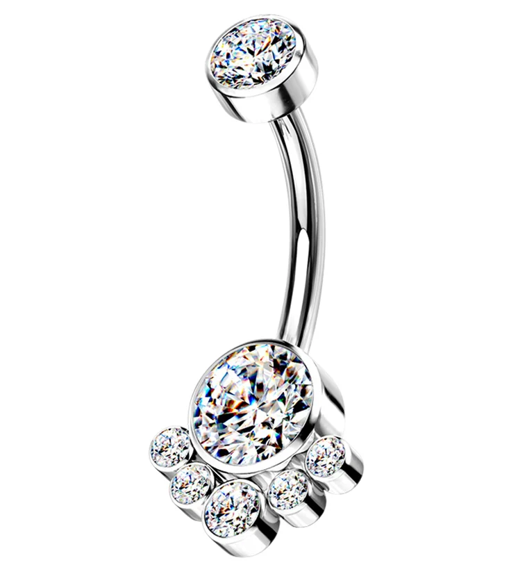Clear CZ Cluster Titanium Belly Button Ring - Mrs Treak