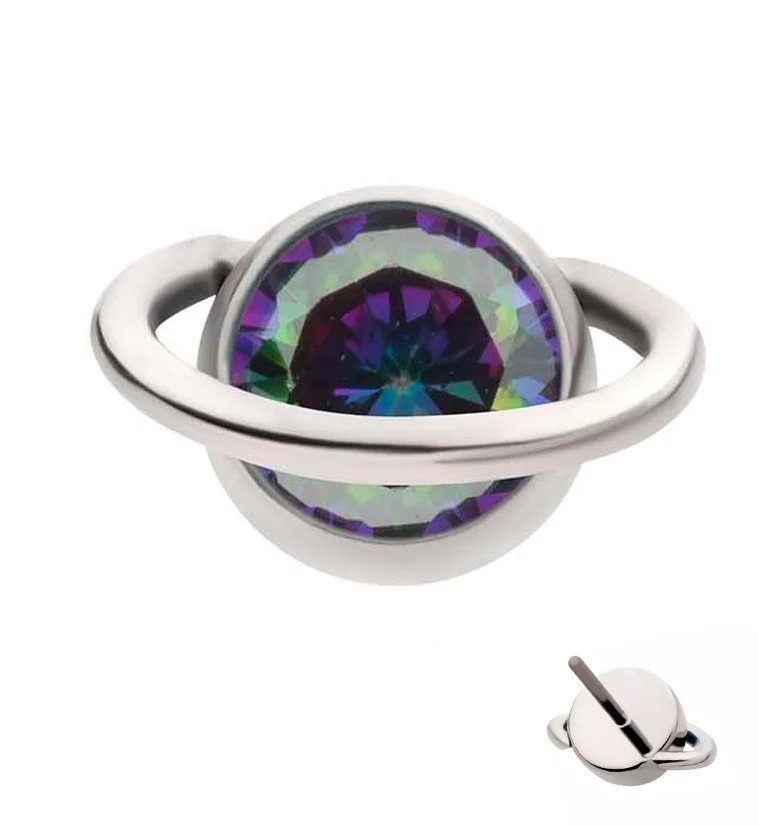 Orbit Black Aurora CZ Titanium Threadless Top - Mrs Treak