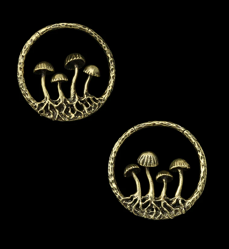 Golden Shroom Brass Ear Weights - Mrs Treak