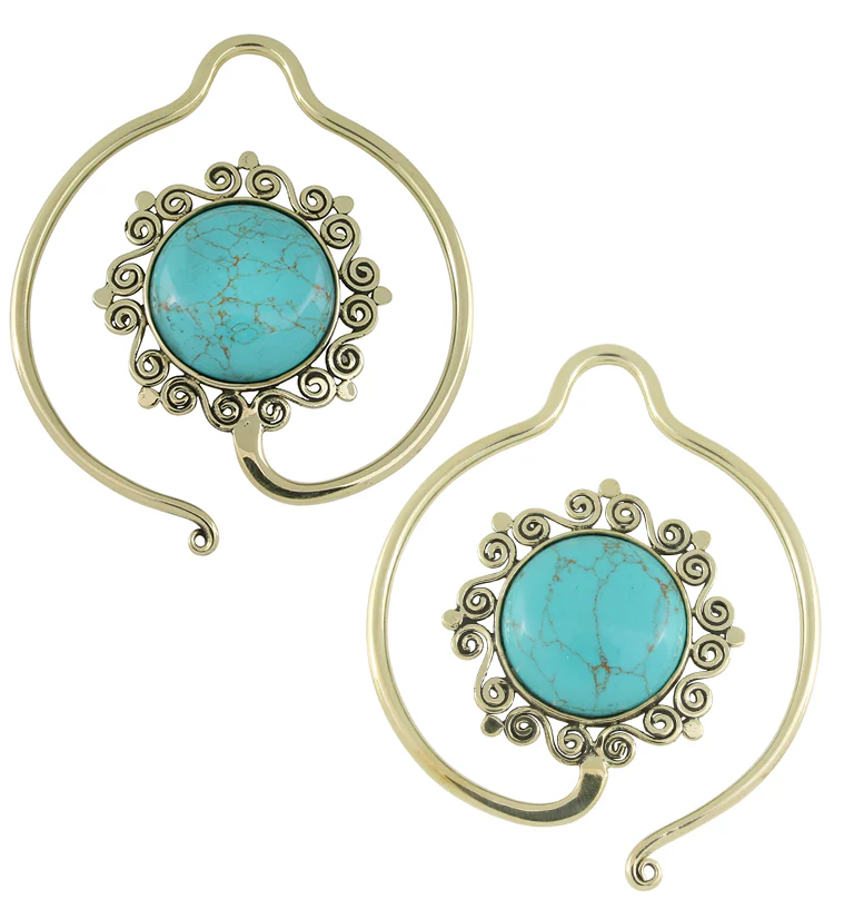 Helix Howlite Turquoise Stone Ear Weights - Mrs Treak