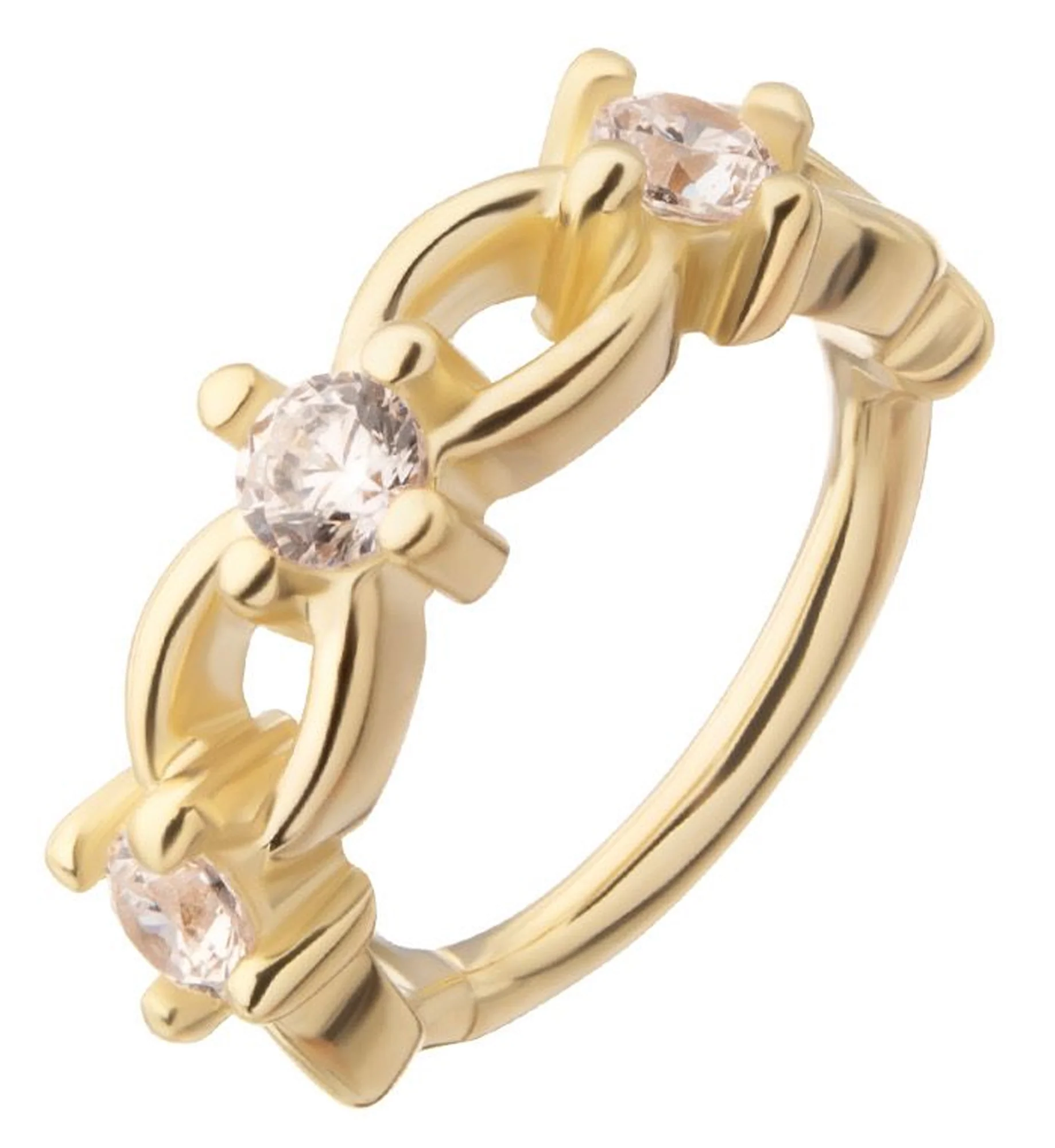 14kt Gold Linked Clear CZ Hinged Segment Ring - Mrs Treak