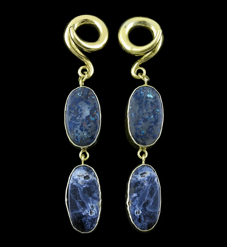 Double Pietersite Stone Ear Weights Version 3 - Mrs Treak