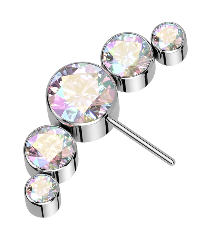 Arch Side Facing Rainbow Aurora CZ Titanium Threadless Top - Mrs Treak