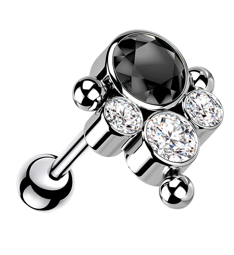 Bundle Black CZ Titanium Threadless Cartilage Barbell - Mrs Treak