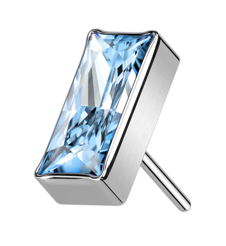 Baguette Aqua CZ Threadless Titanium Top - Mrs Treak