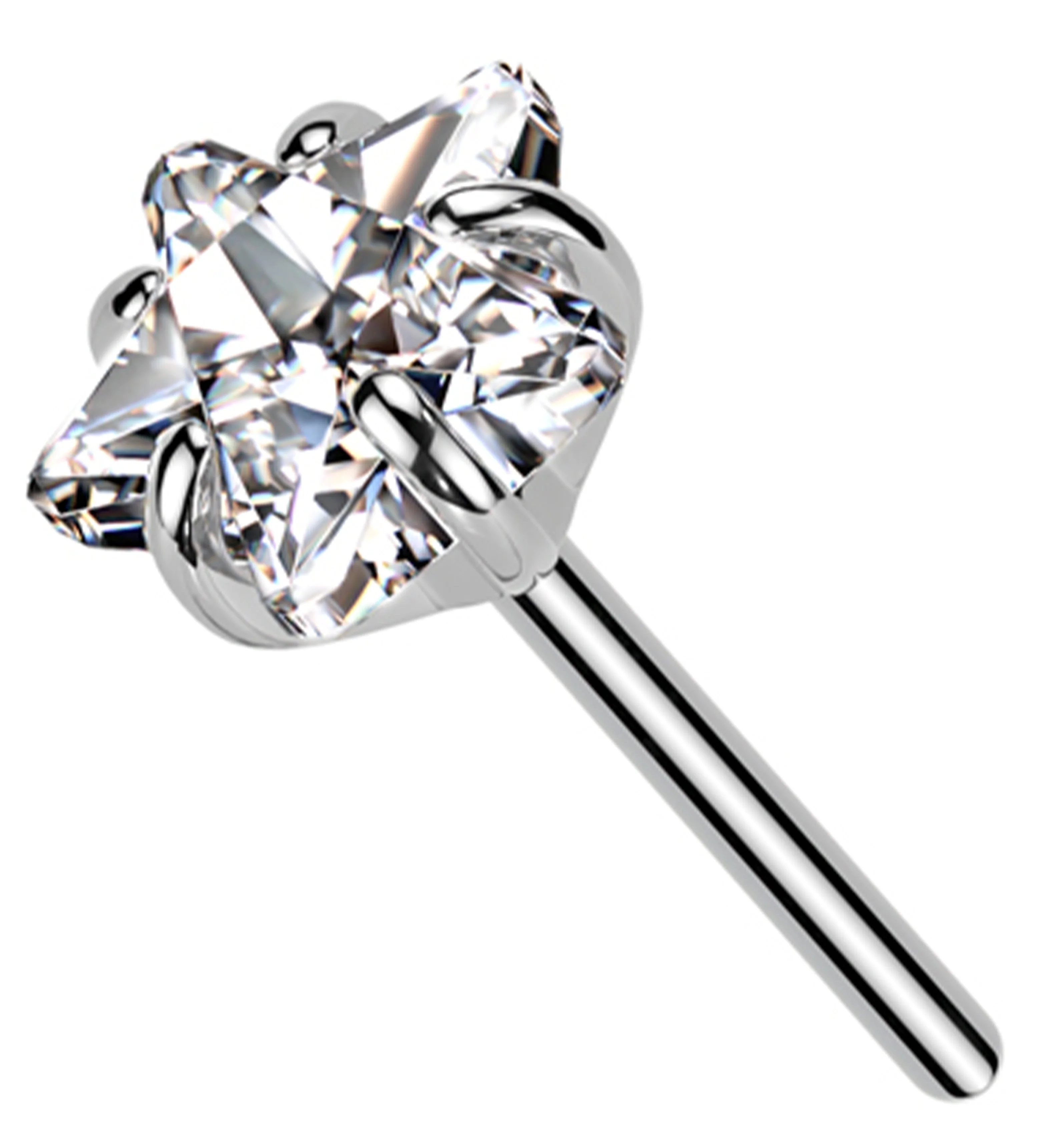 Star Clear CZ Titanium Threadless Top - Mrs Treak