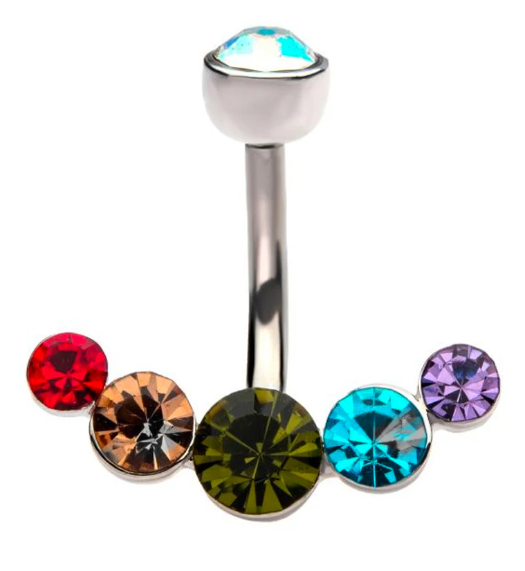 Rainbow CZ Series Belly Ring - Mrs Treak