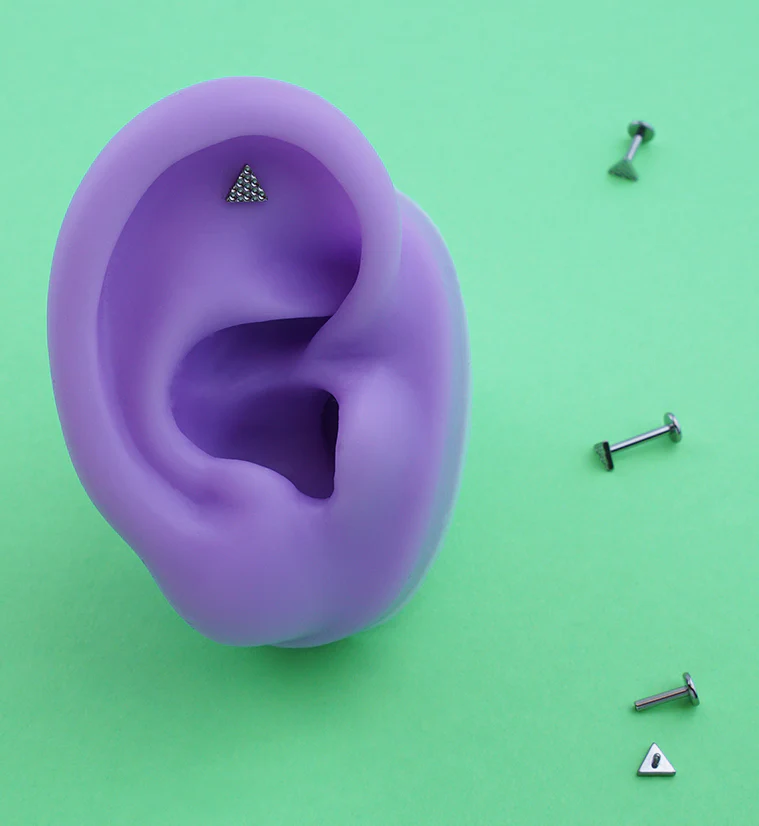 Beaded Triangle Internally Threaded Titanium Labret - Mrs Treak