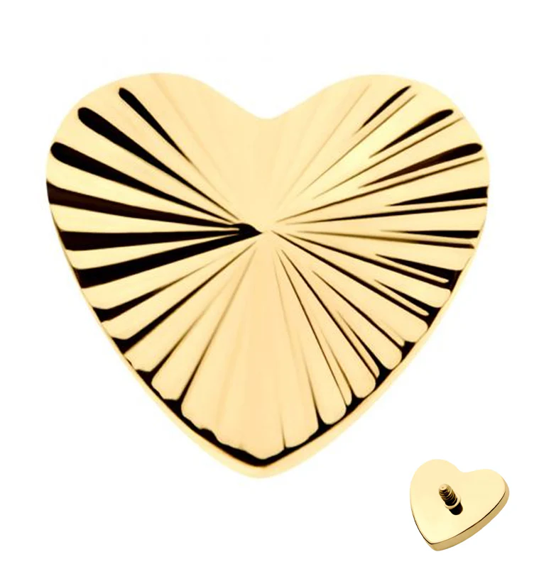 24kt Gold PVD Score Heart Internally Threaded Top - Mrs Treak