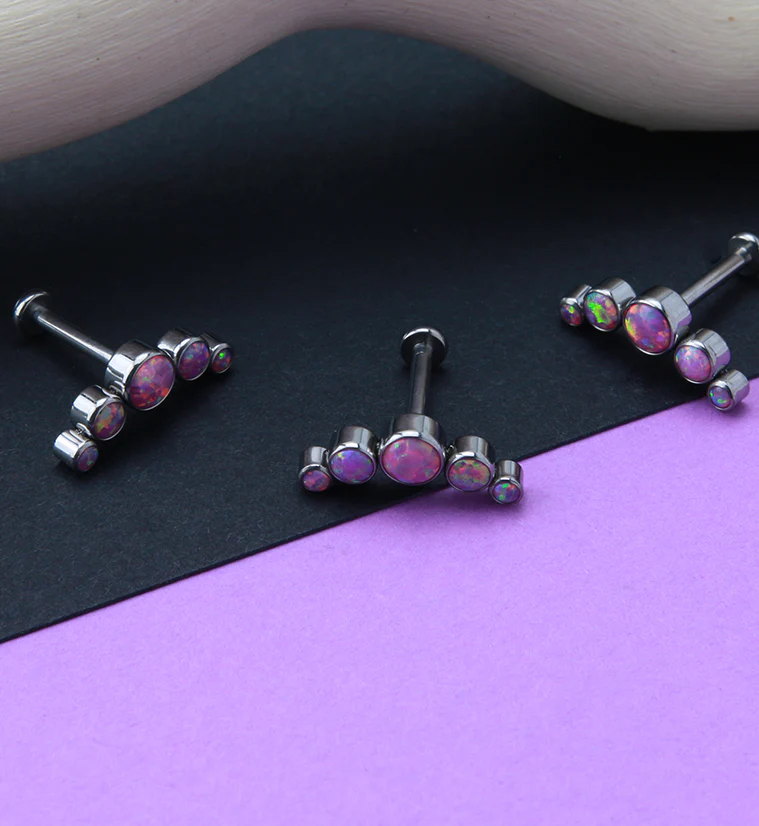 Pink Opalite Quinary Titanium Cartilage Labret - Mrs Treak