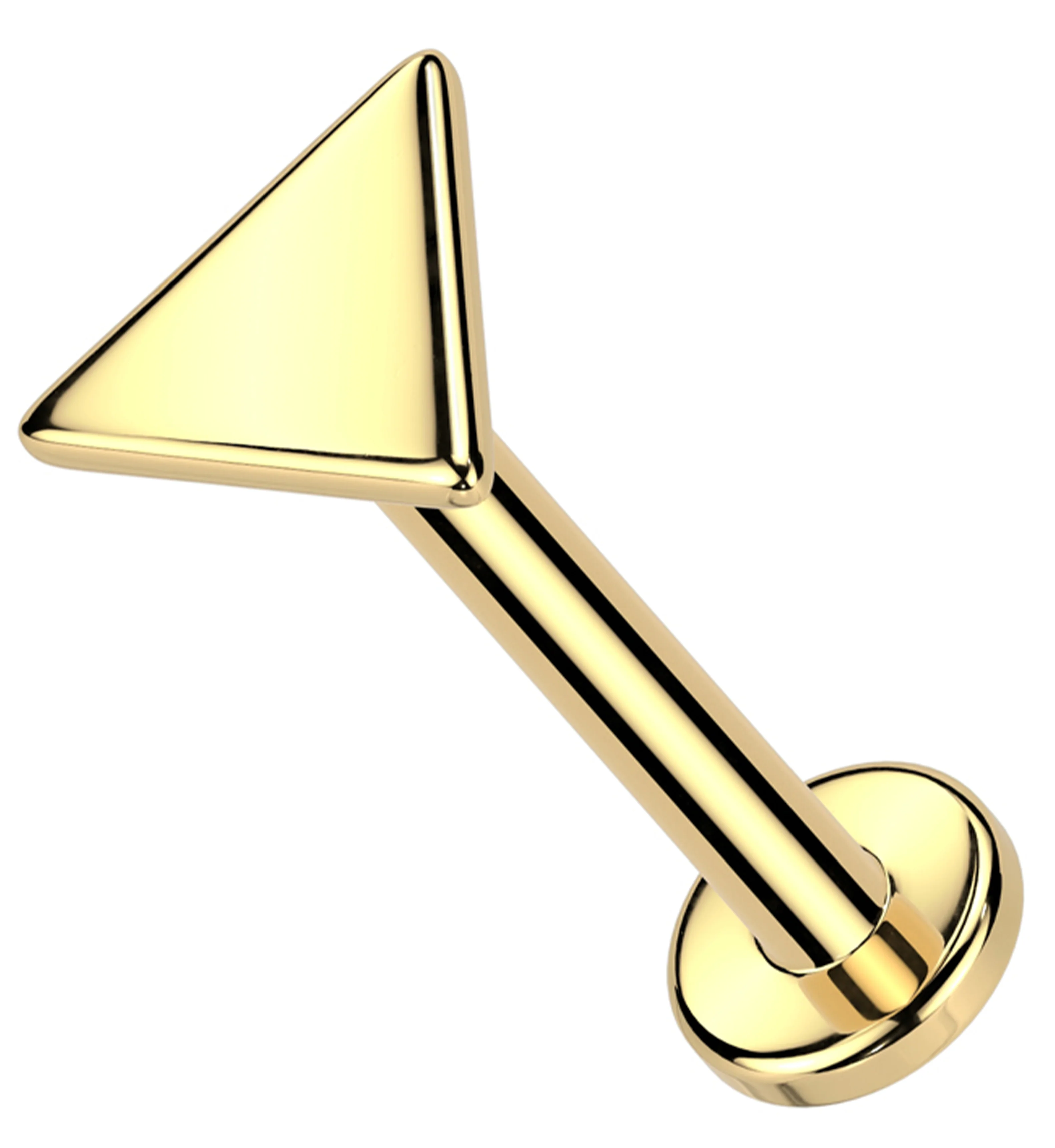 14kt Gold Flat Triangle Threadless Labret - Mrs Treak