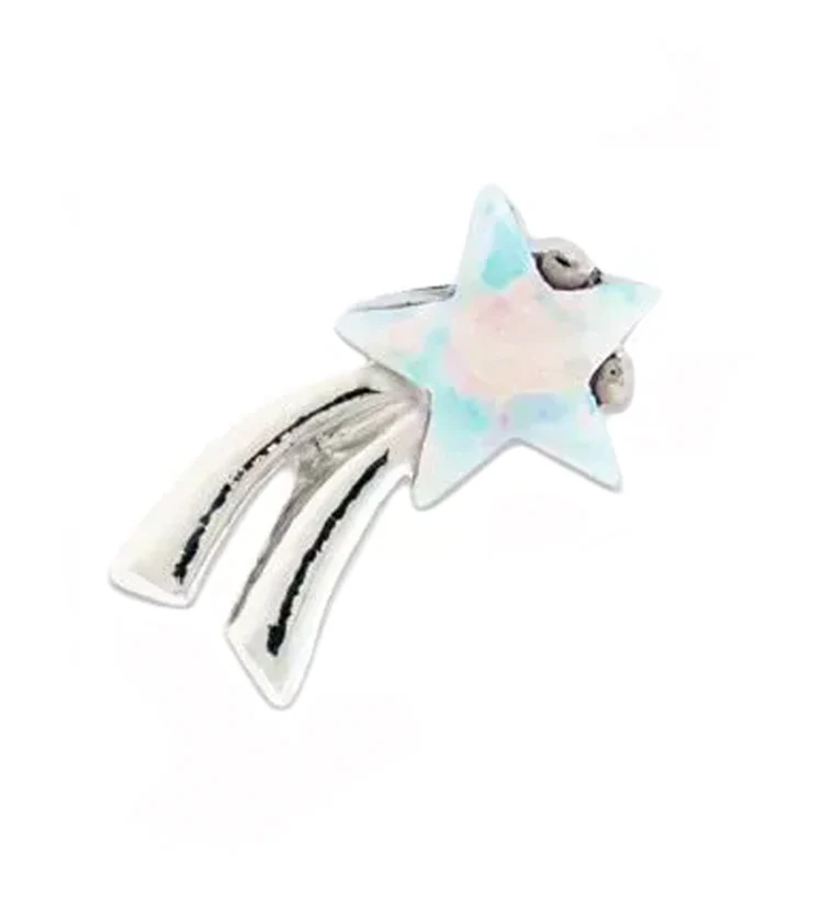 Shooting Star White Opalite Stainless Steel Cartilage Barbell - Mrs Treak