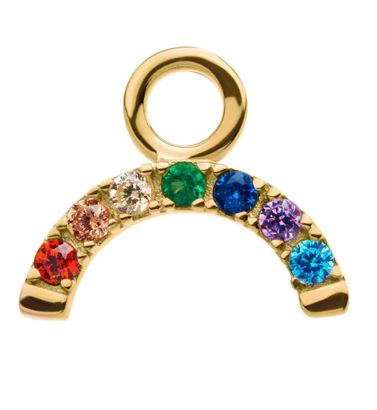 14kt Gold Rainbow Arc CZ Charm - Mrs Treak