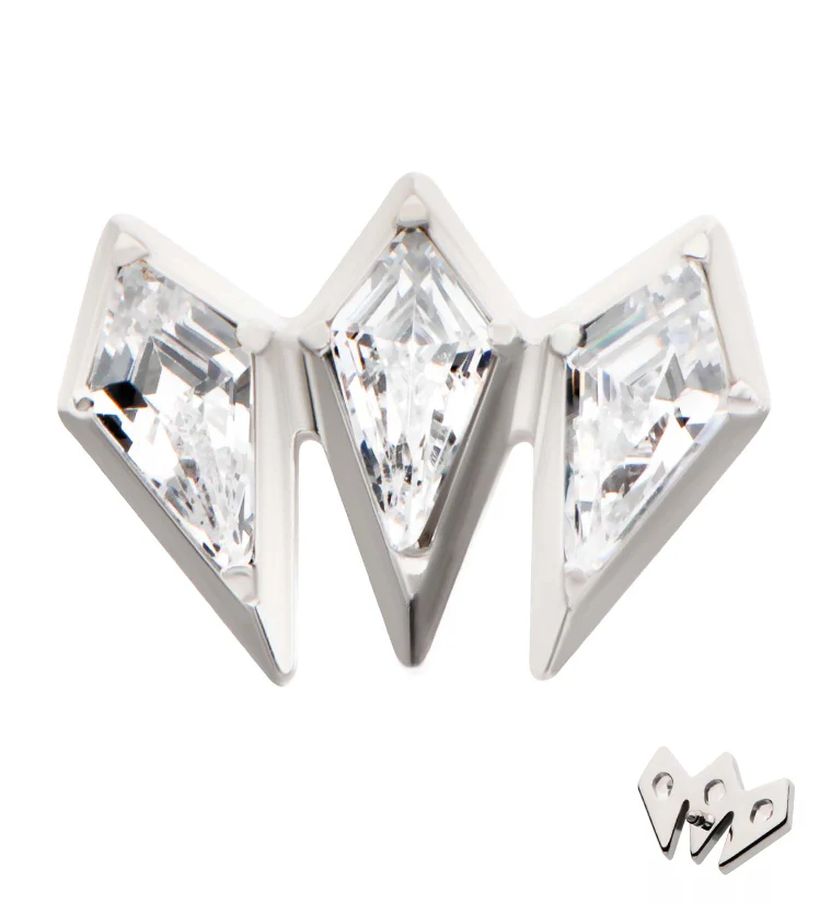 Triple Quill Clear CZ Titanium Internally Threaded Top - Mrs Treak