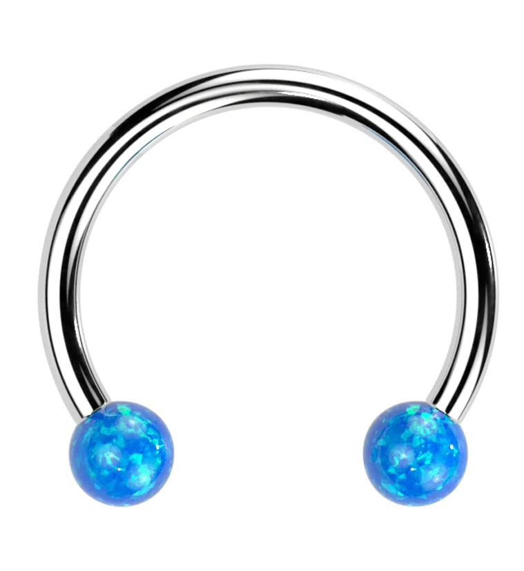 Blue Opalite Ball Threadless Titanium Circular Barbell - Mrs Treak