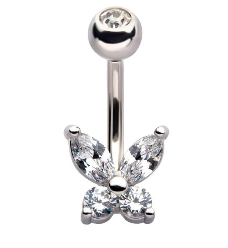 Butterfly Clear CZ Belly Ring - Mrs Treak