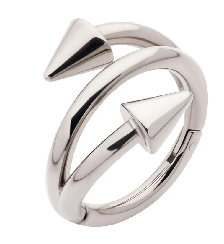 Wrap Double Spike Titanium Hinged Segment Ring - Mrs Treak