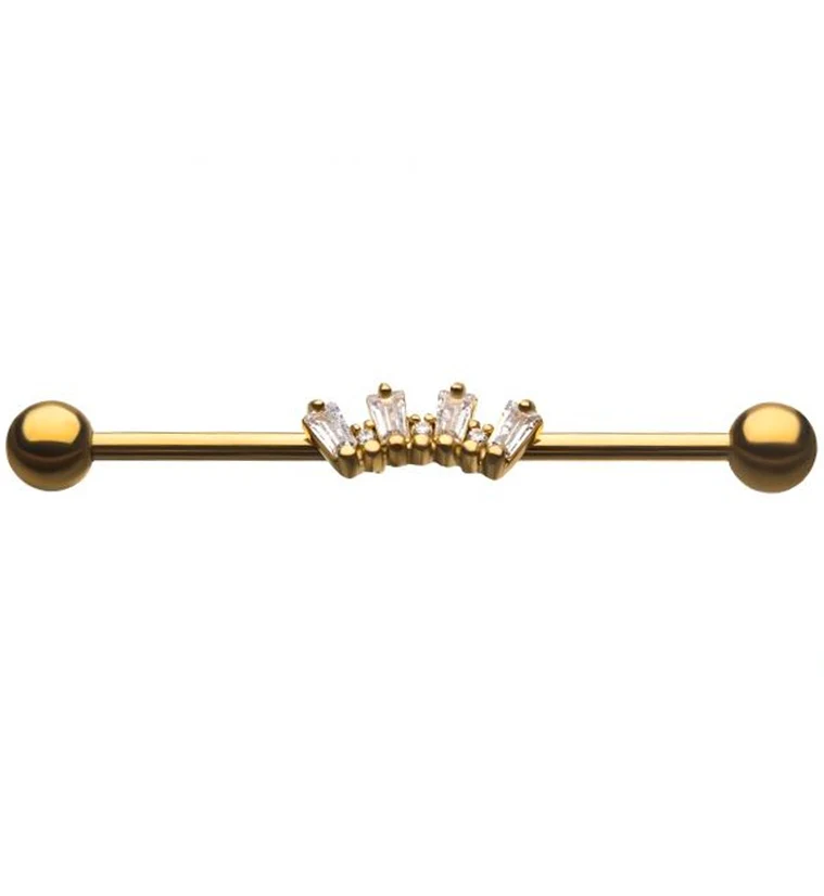 Array CZ Gold PVD Industrial Barbell - Mrs Treak