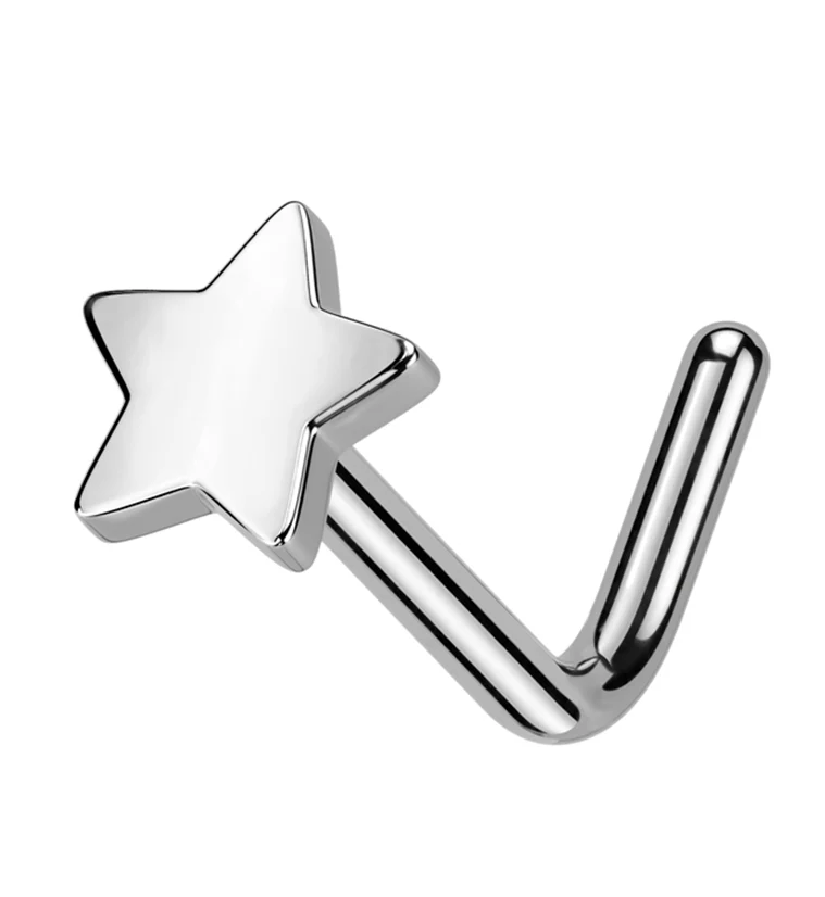 Star Top L Bend Titanium Nose Ring - Mrs Treak