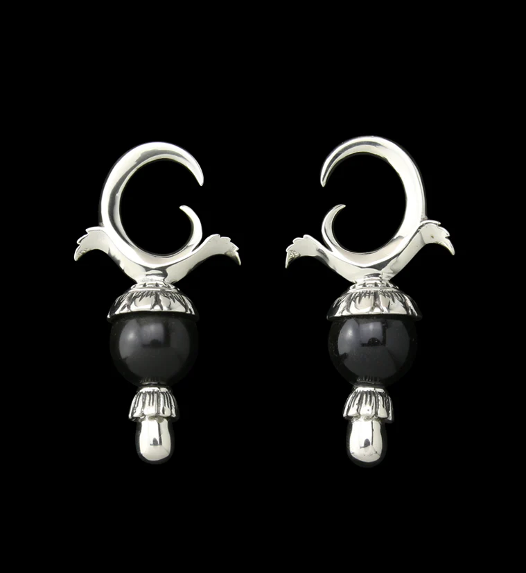 Golden Obsidian Stone White Brass Totum Ear Weights - Mrs Treak