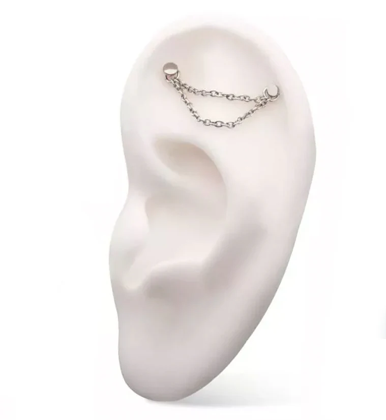 Double Rolo Titanium Nose Piercing Chain - Mrs Treak