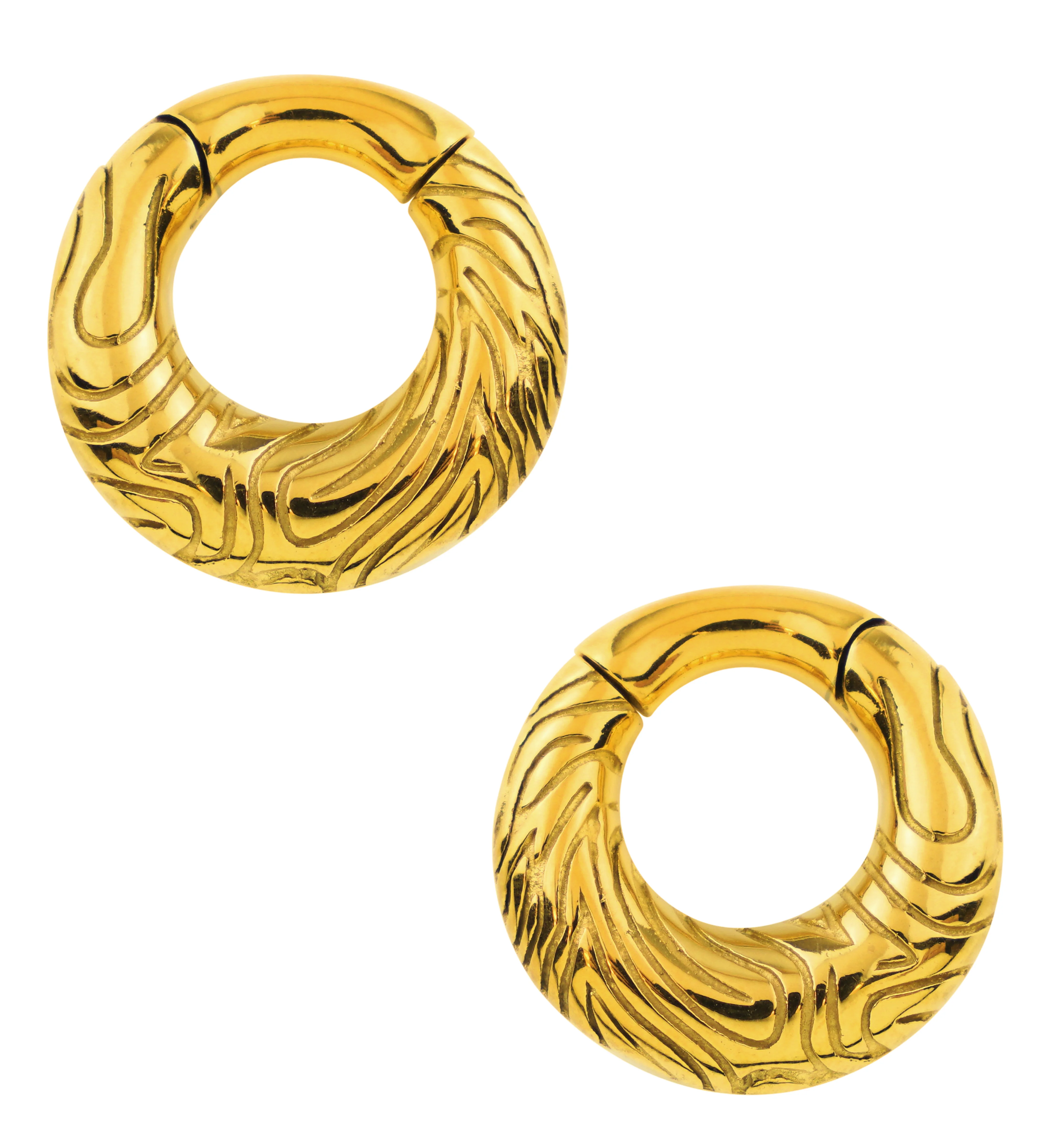 Gold PVD Impact Hinged Ear Weights - Mrs Treak