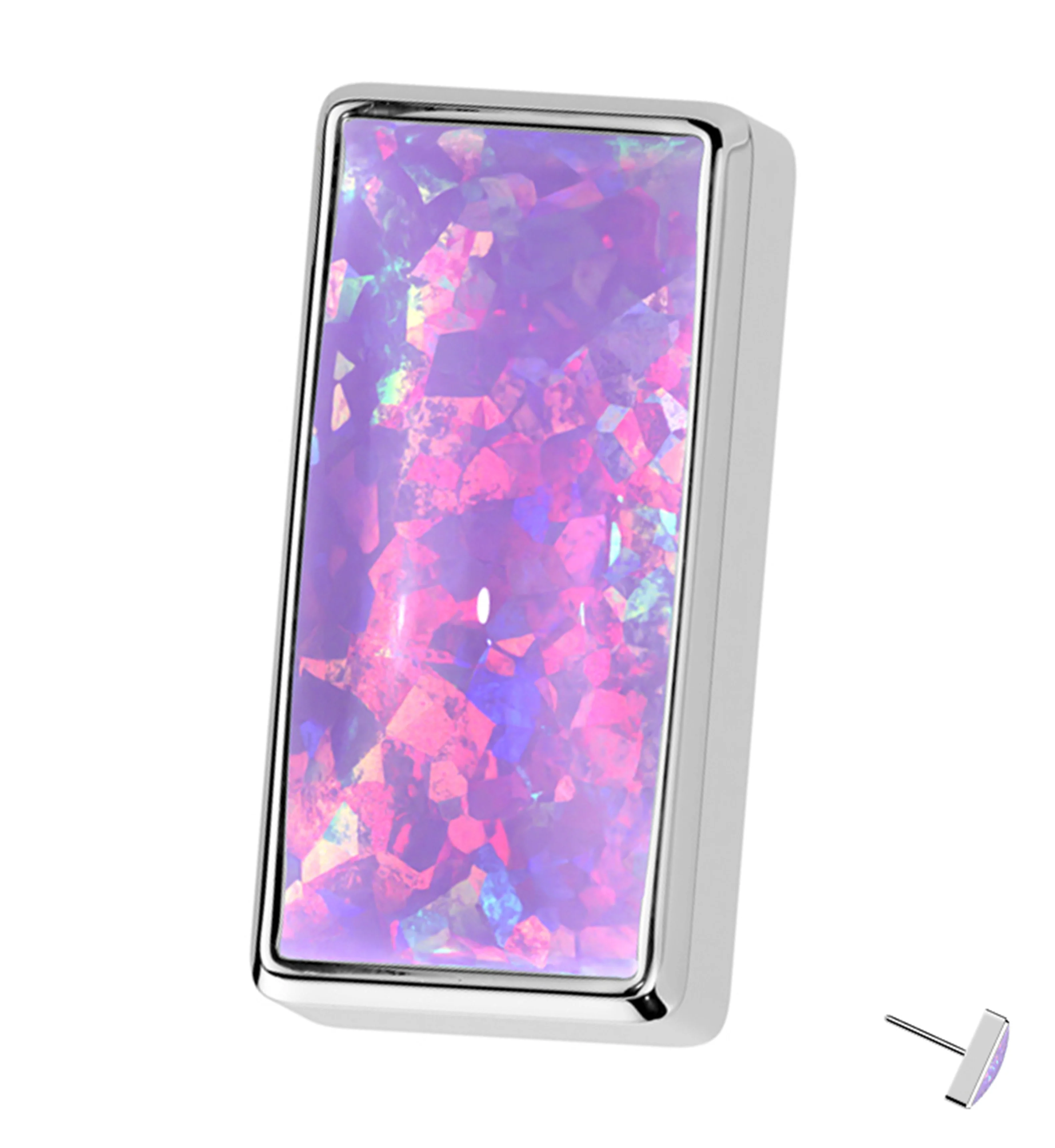 Baguette Purple Opalite Threadless Titanium Top - Mrs Treak