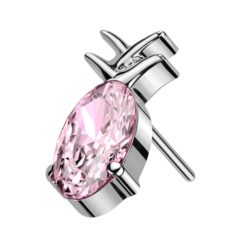 Pineapple Pink CZ Threadless Titanium Top - Mrs Treak