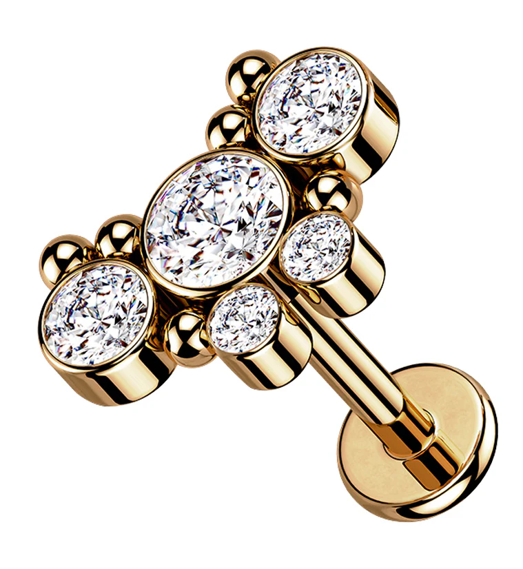 Rose Gold PVD Passel Gem Labret Post - Mrs Treak
