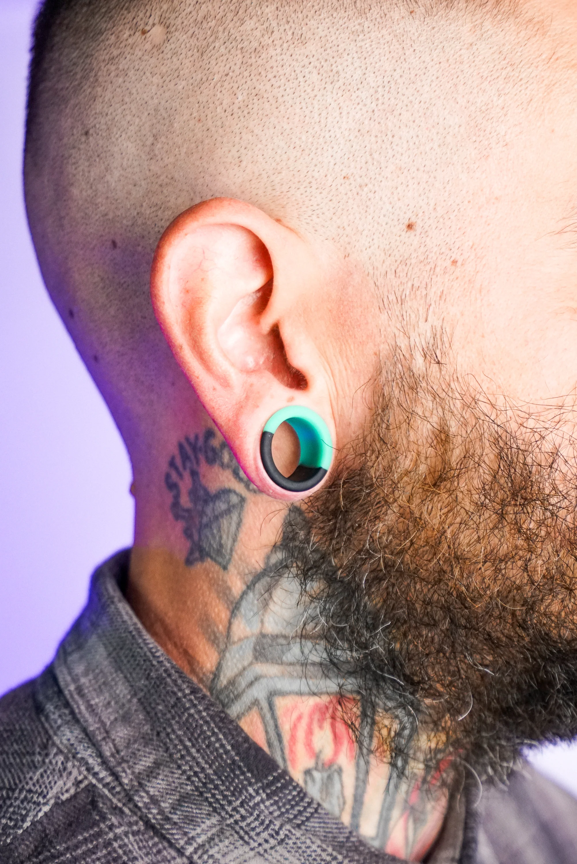 Teal And Black Double Flare Silicone Tunnel Plugs - Mrs Treak