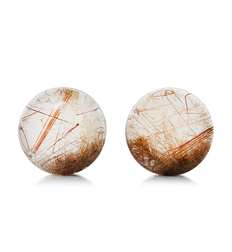 Rutilated Quartz Stone Plugs 3/4