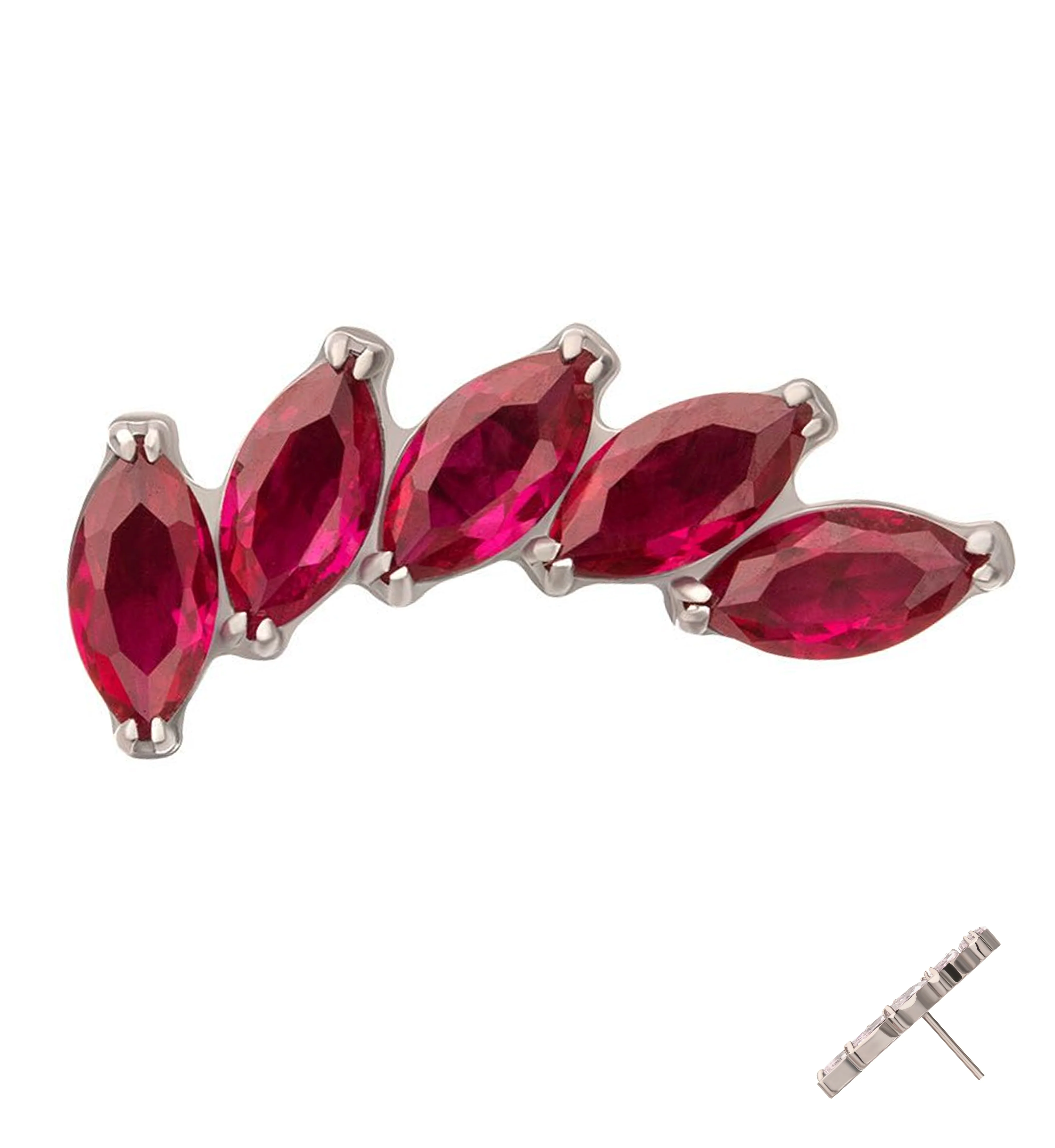 Cascade Ruby Red CZ Titanium Threadless Top - Mrs Treak