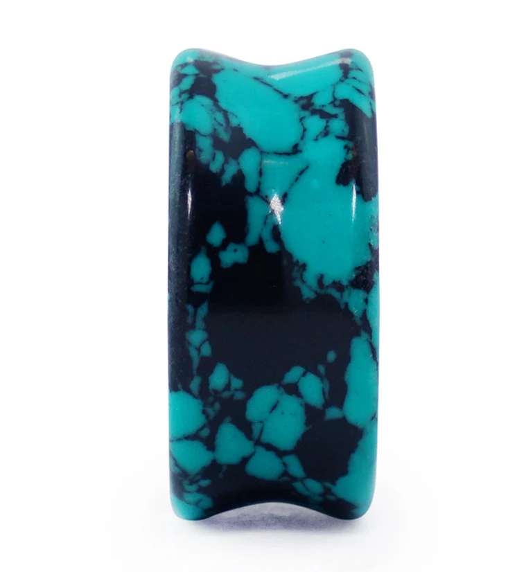 Black & Teal Howlite Stone Tunnels - Mrs Treak