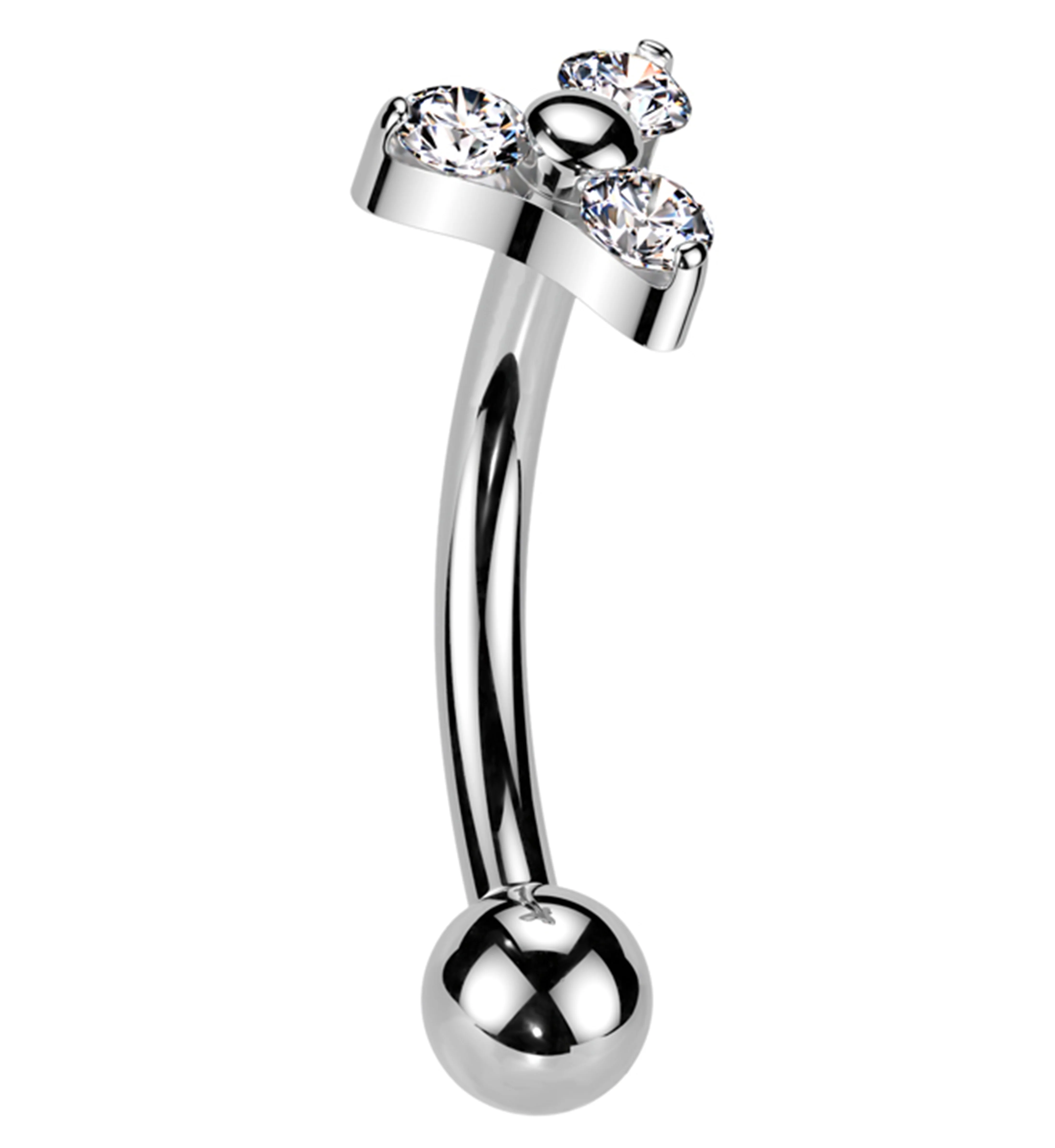 Trinity Clear CZ Titanium Threadless Curved Barbell - Mrs Treak