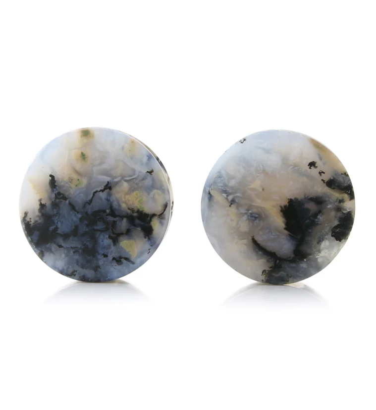Tiger Agate Dendritic Stone Plugs 3/4
