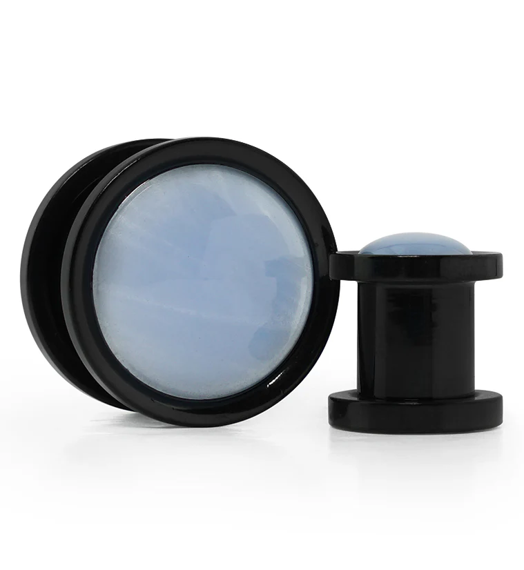 Black PVD Opalite Glass Stainless Steel Plugs - Mrs Treak
