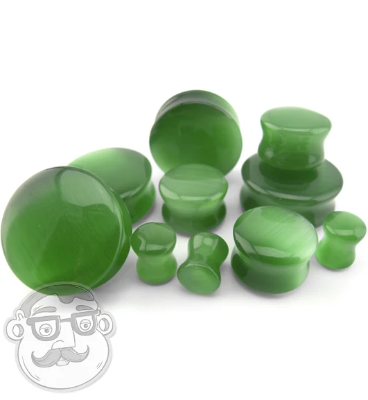 Green Cat's Eye Glass Plugs - Mrs Treak