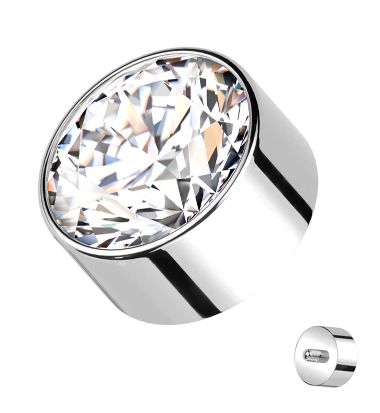 Bezel Clear CZ Internally Threaded Top - Mrs Treak