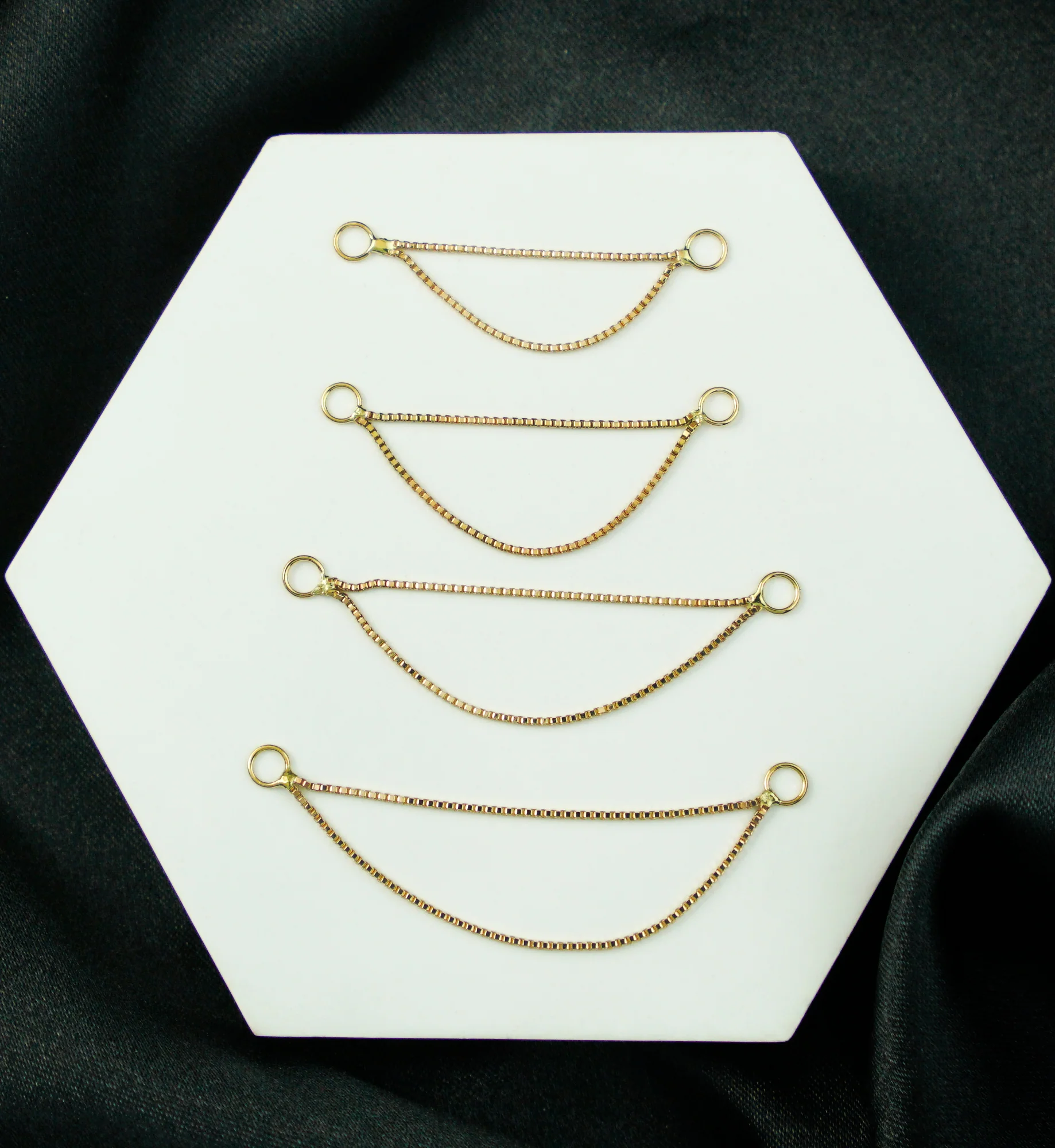 14kt Gold Double Box Nose & Cartilage Piercing Chain - Mrs Treak