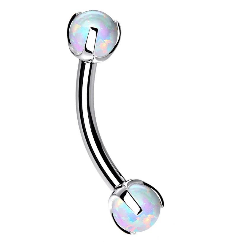 Opalite Claw Stainless Steel Curved Barbell - Mrs Treak