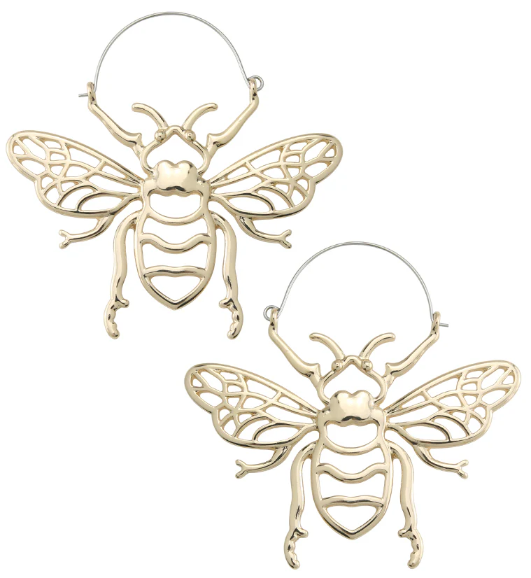 Gold PVD Geo Bee Plug Hoops - Mrs Treak