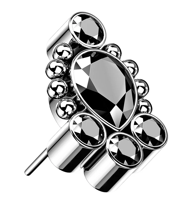 Charm Beaded Black CZ Titanium Threadless Top - Mrs Treak