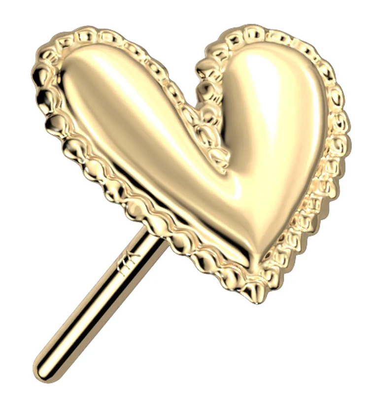 14kt Gold Dainty Heart Threadless Top - Mrs Treak