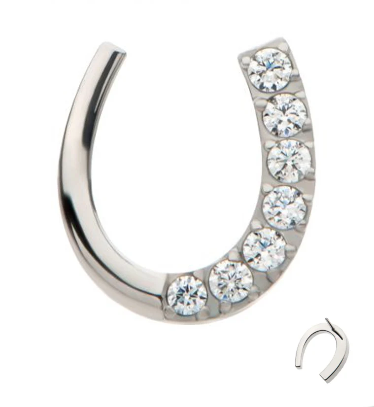 Horseshoe Clear CZ Titanium Threadless Top - Mrs Treak