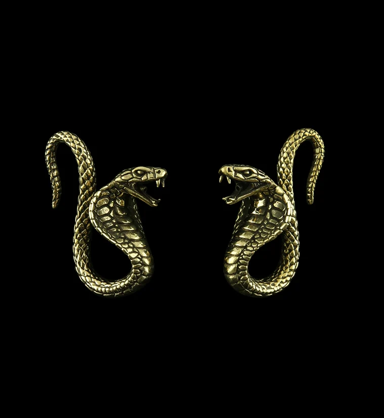 King Cobra Snake Brass Ear Weights - Mrs Treak