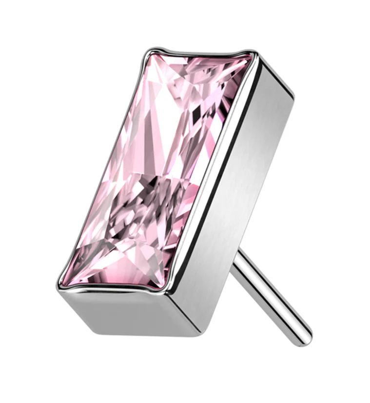 Baguette Pink CZ Threadless Titanium Top - Mrs Treak