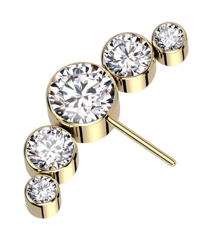 Gold PVD Arch Side Facing Clear CZ Titanium Threadless Top - Mrs Treak